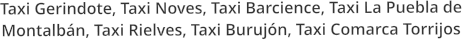 Taxi Gerindote, Taxi Noves, Taxi Barcience, Taxi La Puebla de Montalbán, Taxi Rielves, Taxi Burujón, Taxi Comarca Torrijos